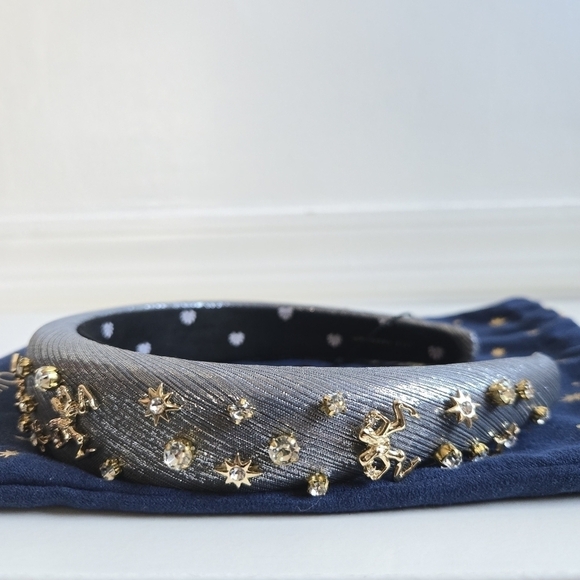 New LELE SADOUGHI Zodiac Gemini Alice Hand Embellished Lurex Headband Pewter NWT main image 5
